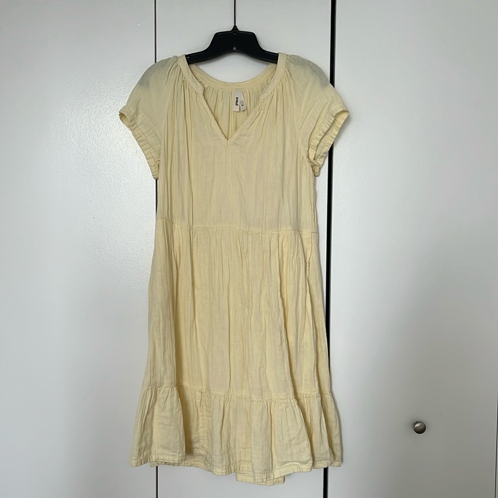 PACT ORGANIC The Coastal Throw-and-Go Dress, Butter Color, Size Small